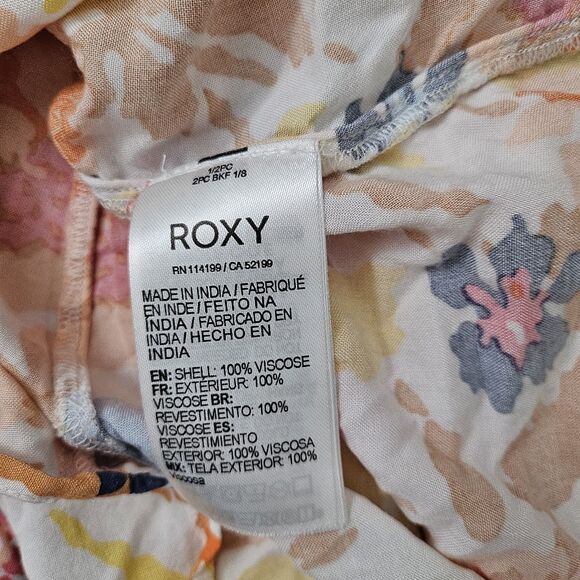Roxy Another Day Printed Romper Dress Small Off Shoulder Floral Escape Beach - Picture 7 of 10